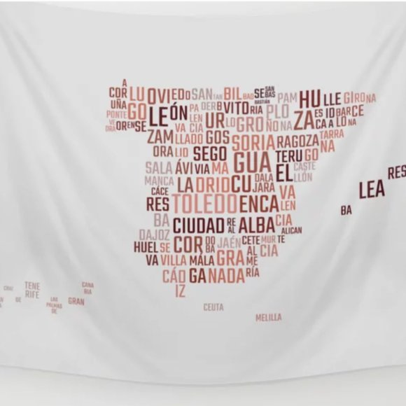 Cities of Spain Map Wall Tapestry - Picture 1 of 1